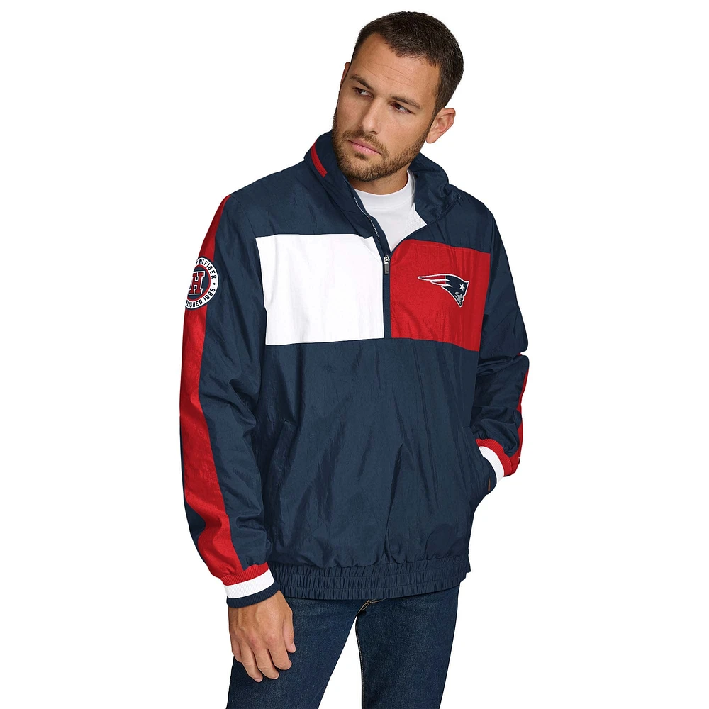 Veste à capuche légère demi-zip Gael New England Patriots de Tommy Hilfiger pour homme bleu marine