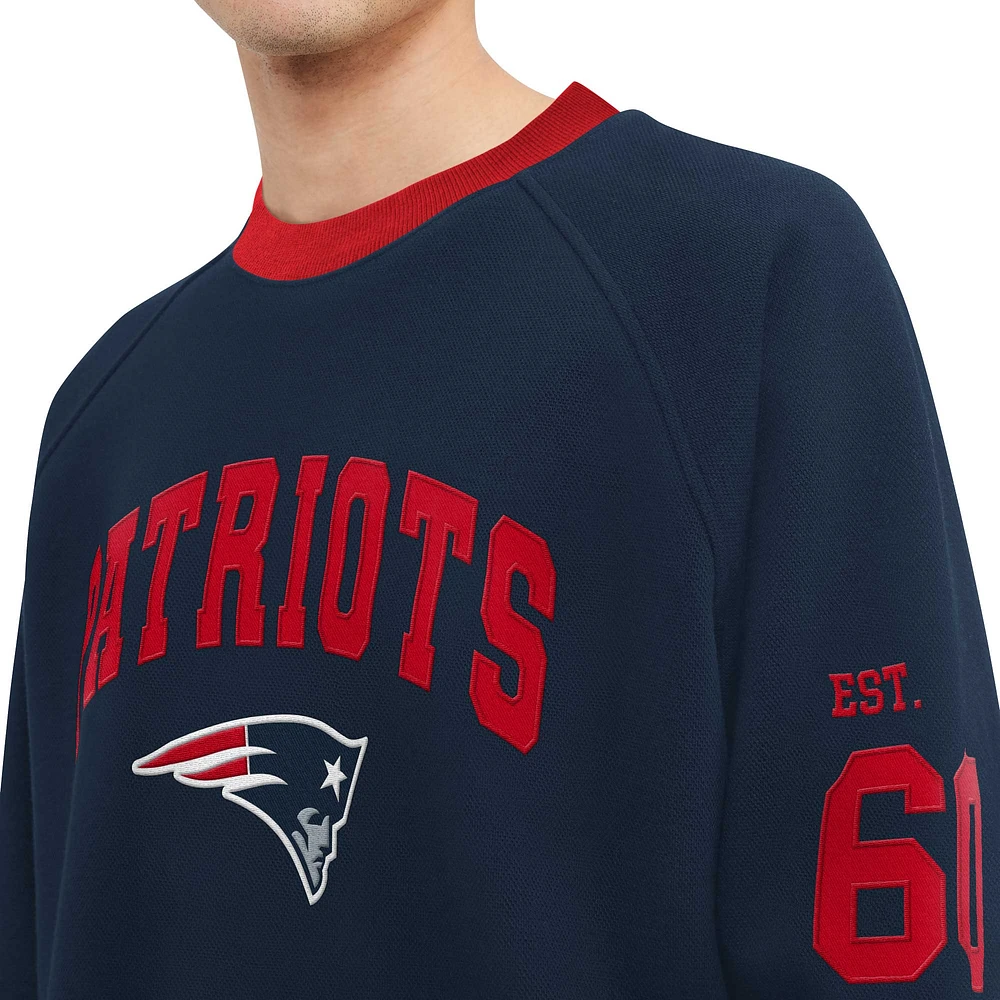 Men's Tommy Hilfiger Navy New England Patriots Reese Raglan Tri-Blend Pullover Sweatshirt