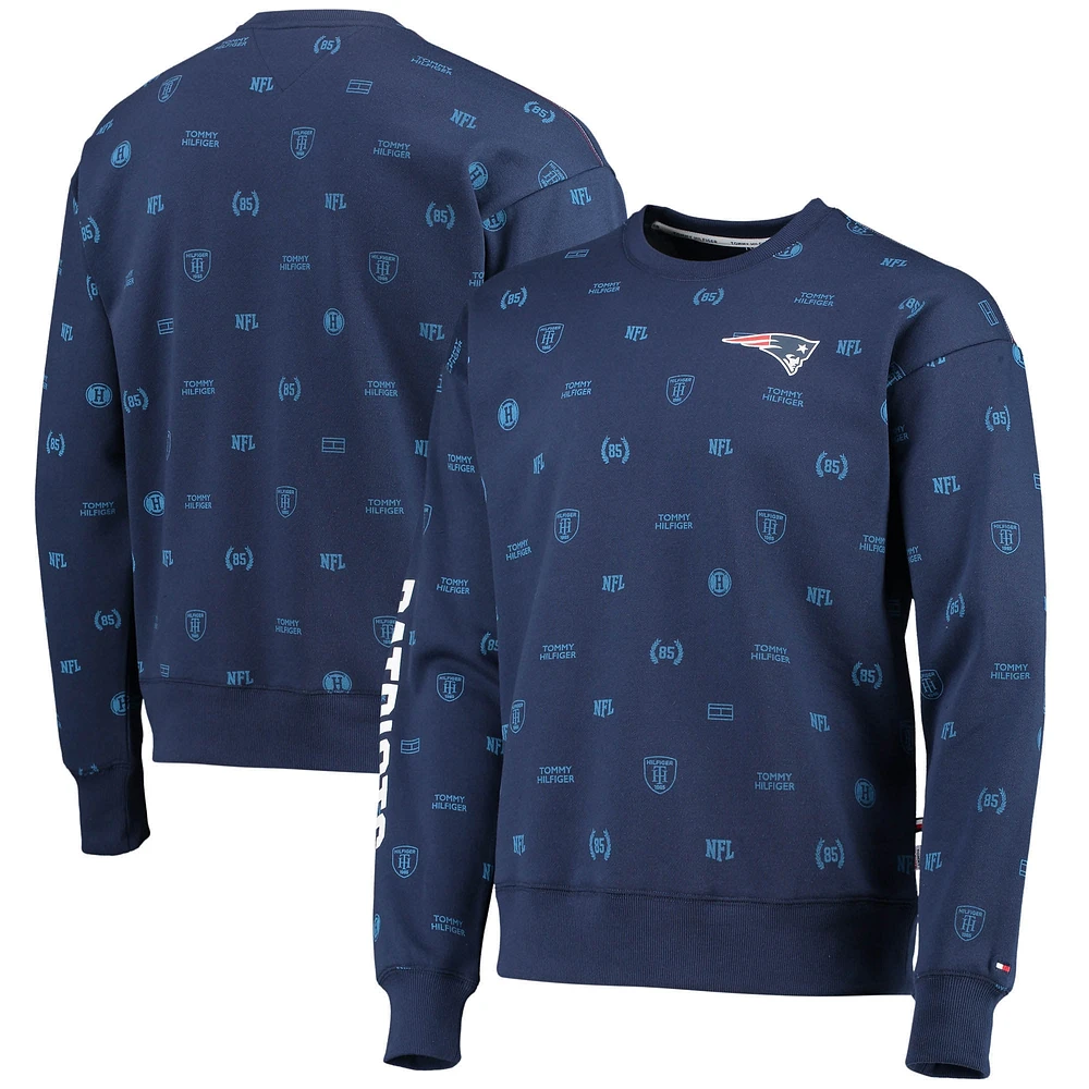 Sweat-shirt à enfiler graphique Tommy Hilfiger bleu marine New England Patriots Reid pour hommes