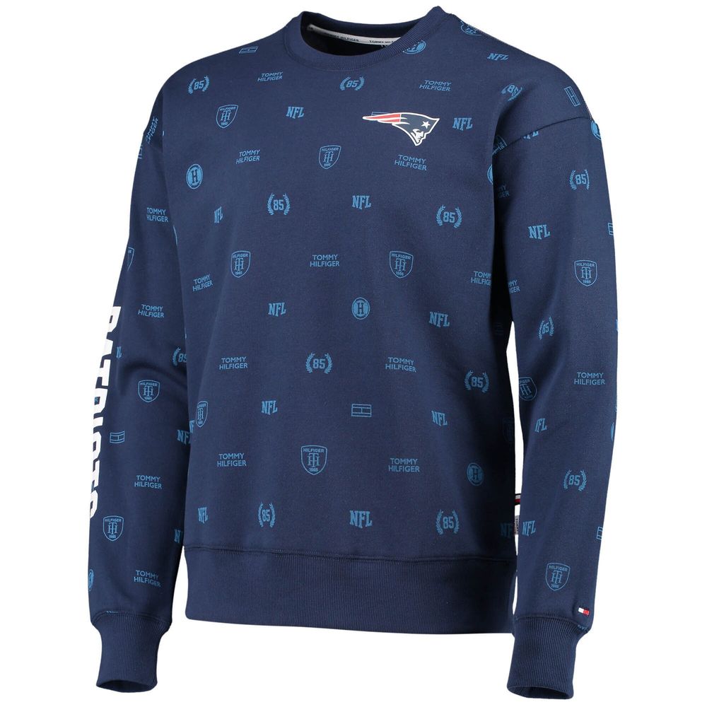 Men's Tommy Hilfiger Navy New England Patriots Reid Graphic - Pullover Sweatshirt