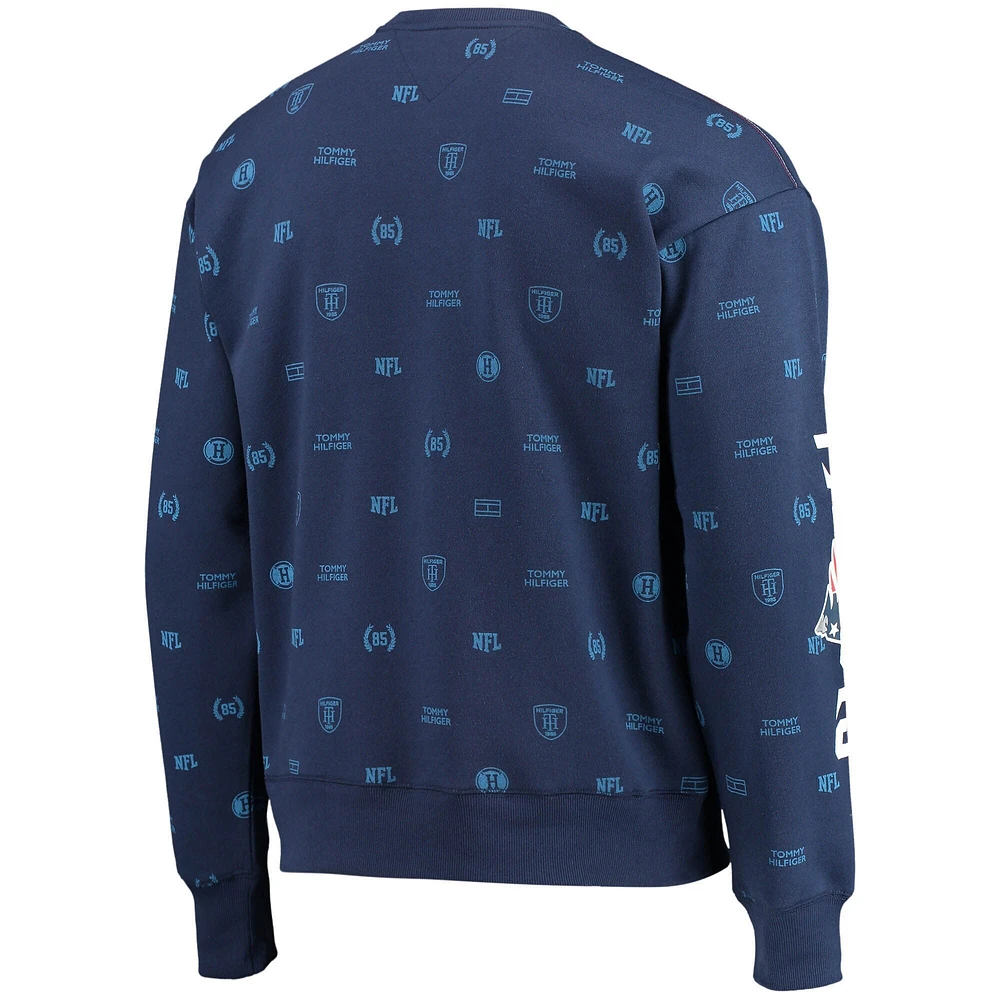 Men's Tommy Hilfiger Navy New England Patriots Reid Graphic - Pullover Sweatshirt