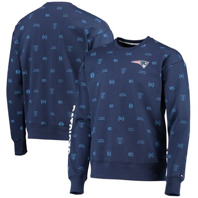 Men's Tommy Hilfiger Navy New England Patriots Reid Graphic - Pullover Sweatshirt