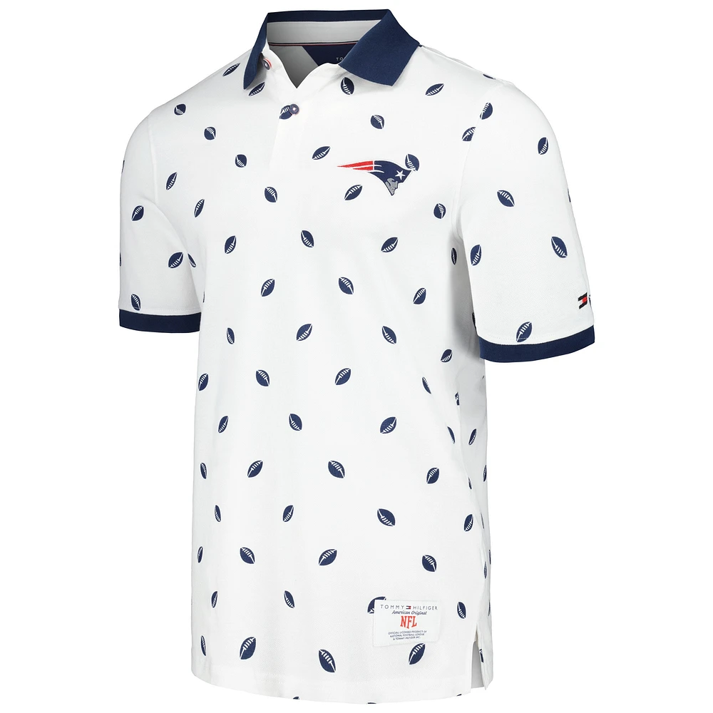 Polo Tommy Hilfiger blanc New England Patriots Bryce Pique pour hommes