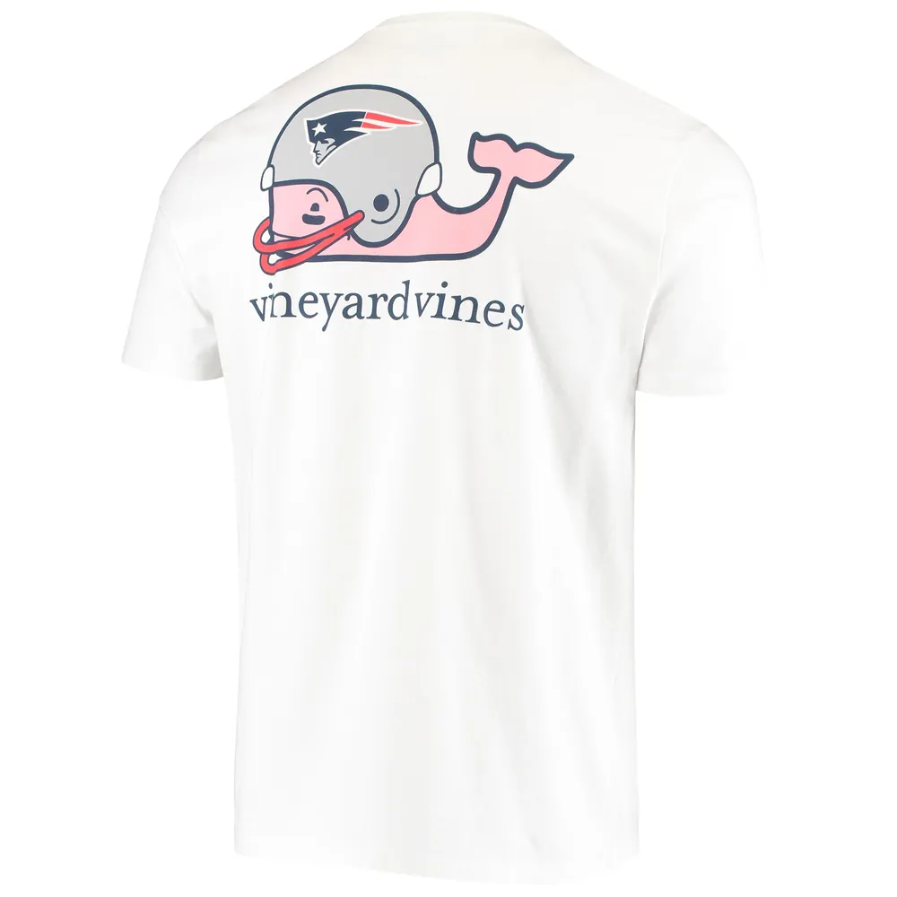 Vineyard Vines Youth Vineyard Vines White New England Patriots Whale Helmet  Pocket T-Shirt