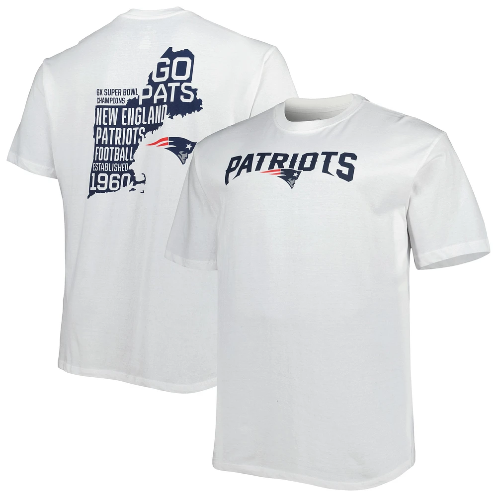 Men's White New England Patriots Big & Tall Hometown Collection Hot Shot T-Shirt