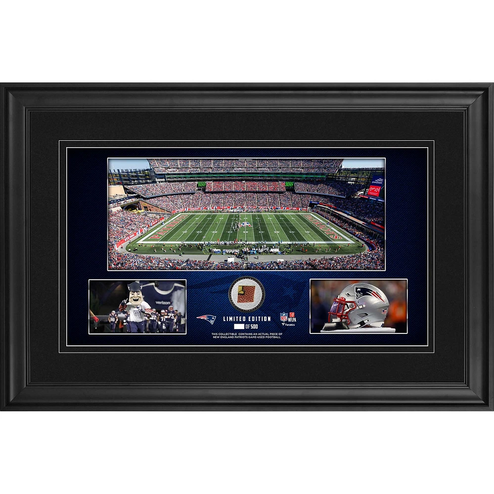 New England Patriots 10" x 18" Stadium Panoramic Collage with Game-Used Football - Version 2 - Limited Edition of 500