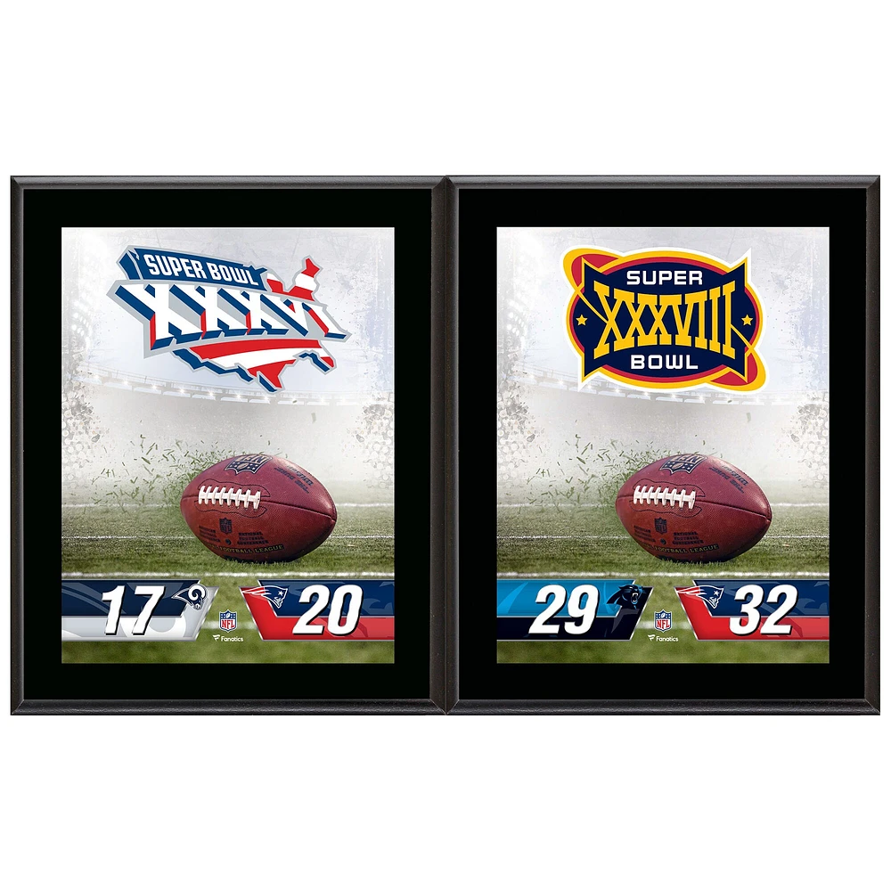 Ensemble de plaques de champion du Super Bowl sublimées des New England Patriots de 10,5 po x 13 po