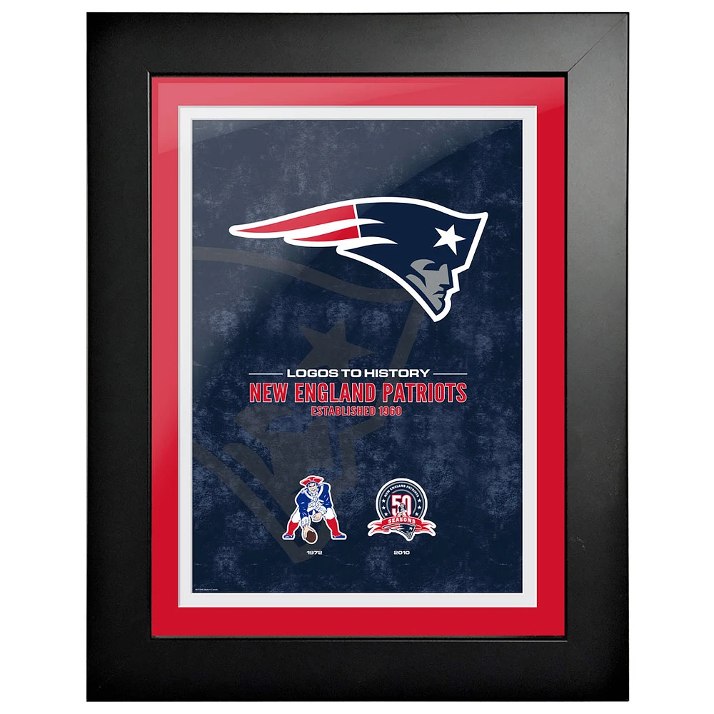 New England Patriots - 18'' x 24'' Logos to History Framed Art