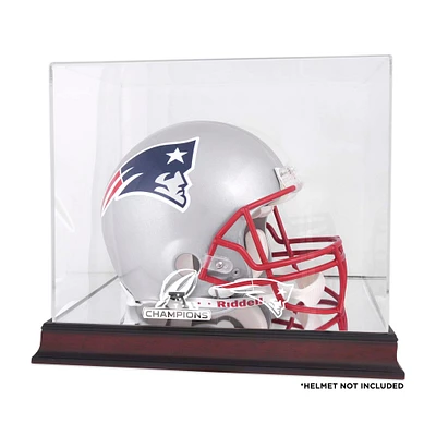 Vitrine avec logo du casque en acajou des Champions de l'AFC 2017 des New England Patriots