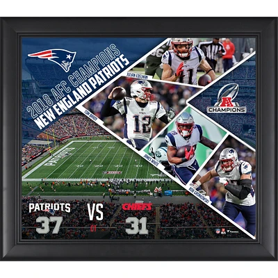 Collage encadré des champions de l'AFC 2018 des Patriots de la Nouvelle-Angleterre, 15'' x 17''