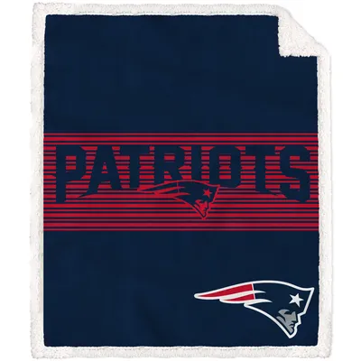 New England Patriots 50'' x 60'' Center Stripe Sherpa Trim Blanket