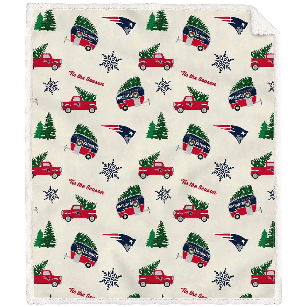 Couverture polaire en flanelle Sherpa pour camionnette de vacances 50'' x 60'' New England Patriots