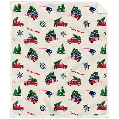 New England Patriots 50'' x 60'' Holiday Pickup Truck Sherpa Flannel Fleece Blanket