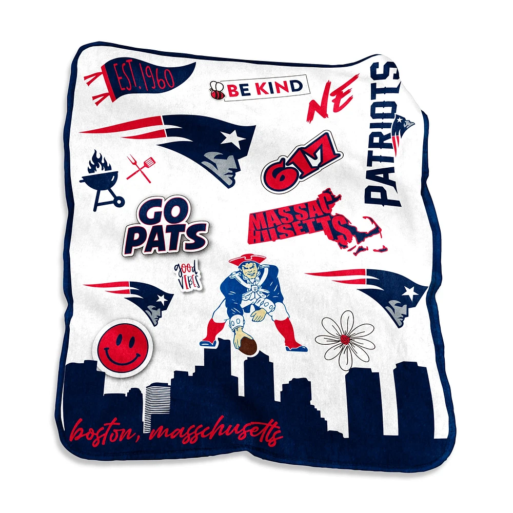 Couverture en peluche Raschel Native des Patriots de la Nouvelle-Angleterre 50'' x 60''