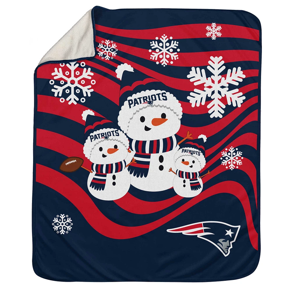 New England Patriots 50'' x 60'' Snowman Sherpa Blanket