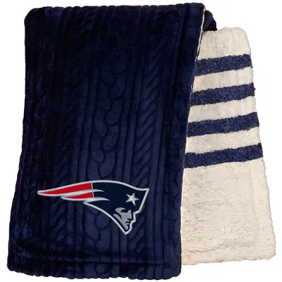 New England Patriots 60'' x 70'' Cable Knit Sherpa Stripe Plush Blanket