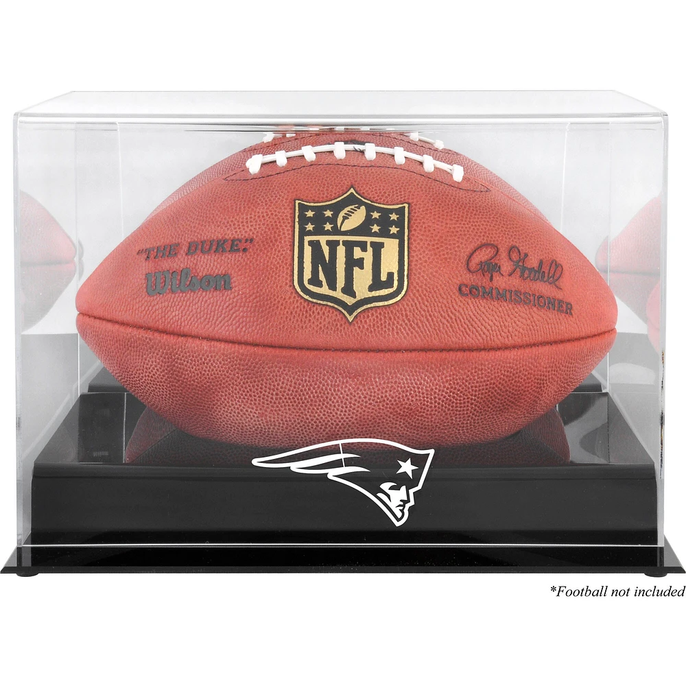 Vitrine de présentation du logo de football à base noire des New England Patriots avec dos miroir