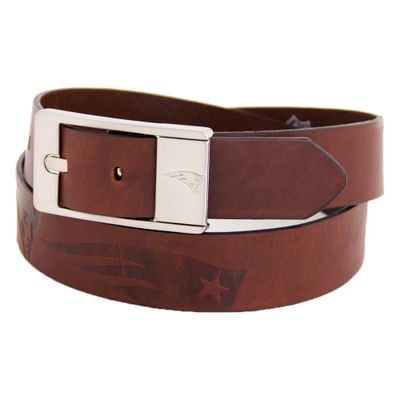 New England Patriots Brandish Leather Belt - Brown