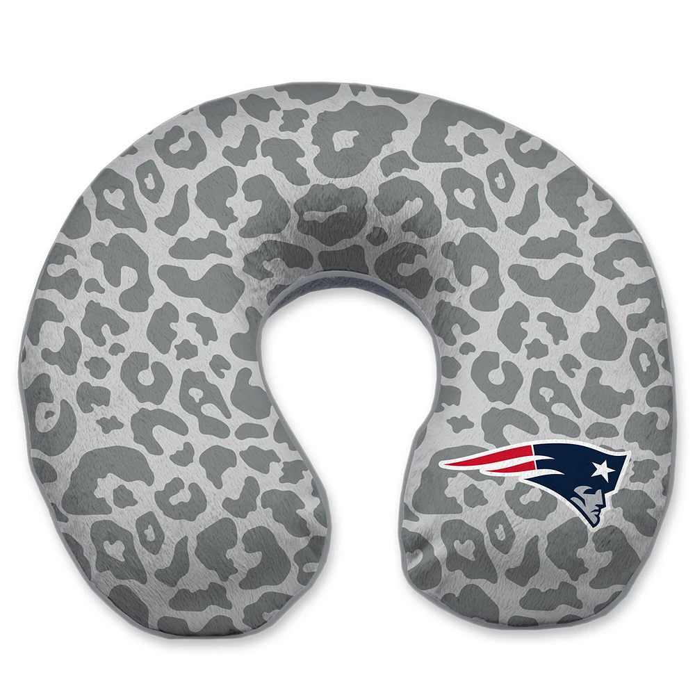 New England Patriots Cheetah Print Memory Foam Travel Pillow