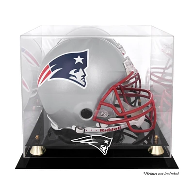 Vitrine de présentation du casque Golden Classic des New England Patriots avec dos en miroir