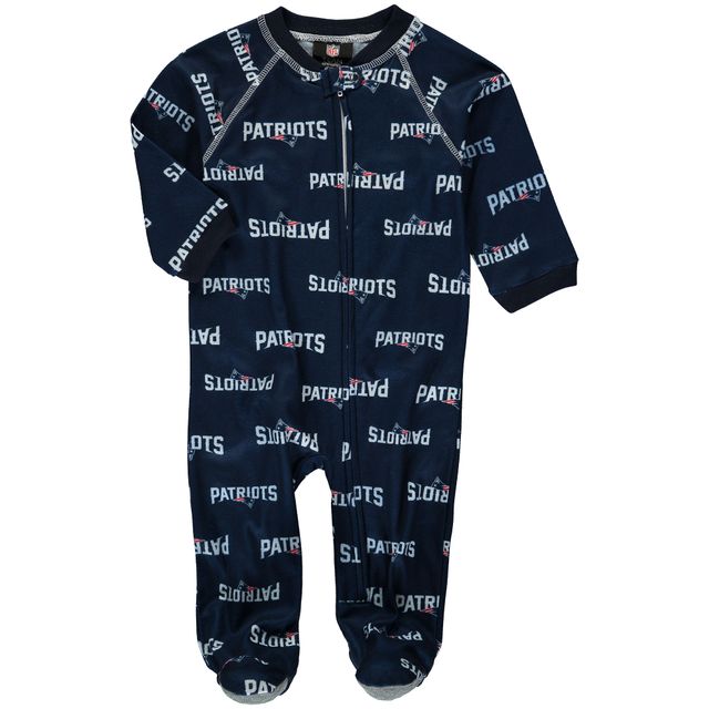 Combinaison raglan à fermeture éclair complète pour bébé des New England Patriots - Bleu marine