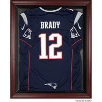 Vitrine de présentation du logo du maillot des New England Patriots avec cadre en acajou