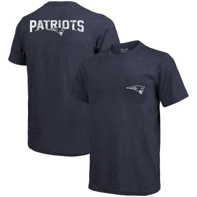 New England Patriots Majestic Threads Tri-Blend Pocket T-Shirt - Heathered Navy