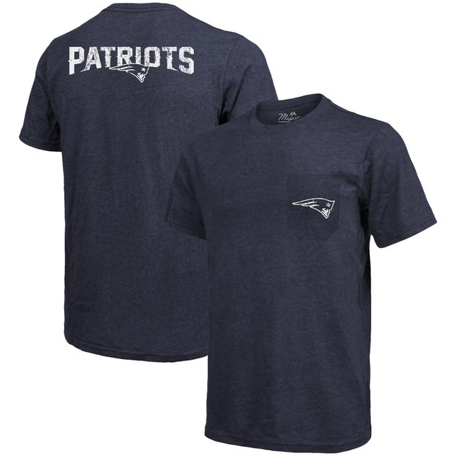 T-Shirt Tri-Blend Pocket New England Patriots Majestic Threads - Bleu Marine Chiné