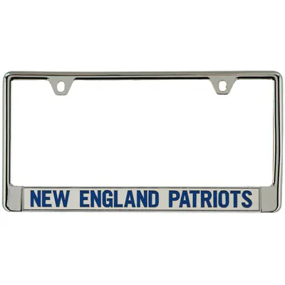 New England Patriots Metal Frame Acrylic Bottom Inlaid Mirror License Plate Frame