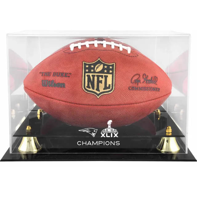 New England Patriots Super Bowl XLIX Champions Golden Classic Mini Helmet  Logo Display Case - NFL Mini Helmets