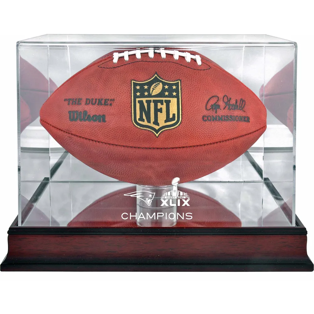 New England Patriots Super Bowl XLIX Champions Golden Classic Mini Helmet  Logo Display Case - NFL Mini Helmets