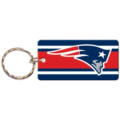 New England Patriots Super Stripe Printed Acrylic Team Color Logo Keychain