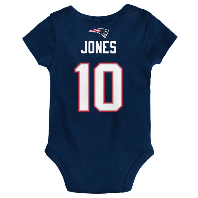 Body pour nouveau-né et nourrisson Mac Jones Navy New England Patriots Mainliner Nom numéro du joueur