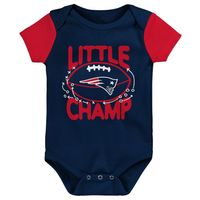 Newborn & Infant Navy/Red New England Patriots 3-Piece Little Champ Bodysuit Bib Booties - Set