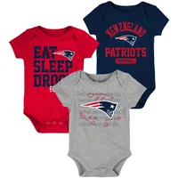 New England Patriots Newborn & Infant Eat, Sleep, Drool Football Three-Piece Bodysuit Set - Navy/Red
