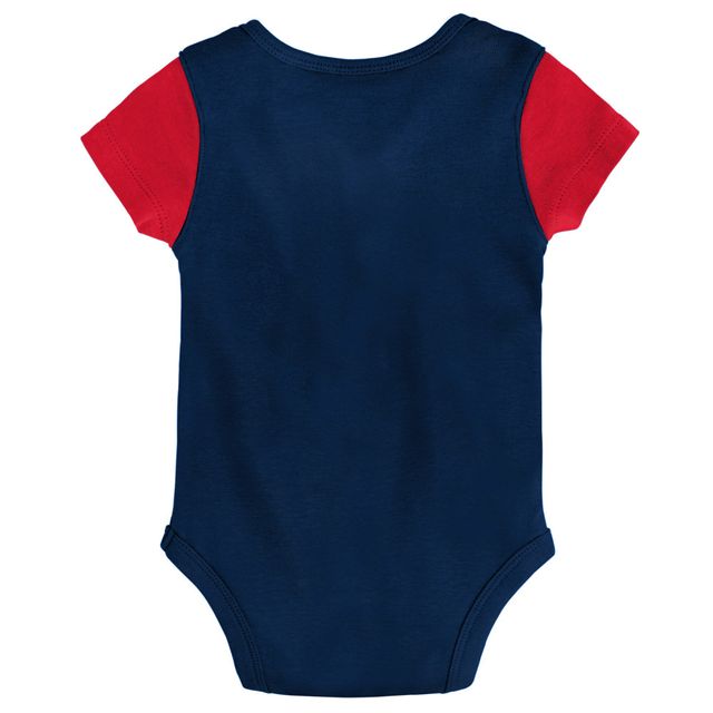 Ensemble body trois pièces bavoir et chaussons New England Patriots Little Champ pour nouveau-né nourrisson, bleu marine/rouge