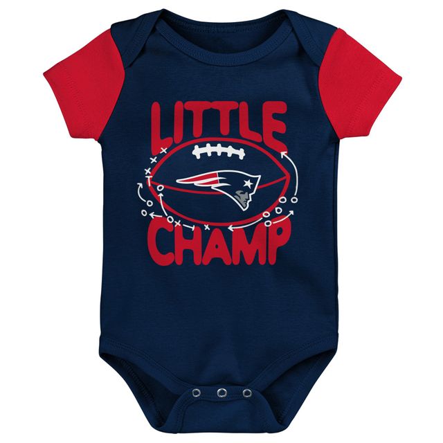 Ensemble body trois pièces bavoir et chaussons New England Patriots Little Champ pour nouveau-né nourrisson, bleu marine/rouge