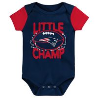 Newborn & Infant Navy/Red New England Patriots Little Champ Three-Piece Bodysuit Bib Booties Set