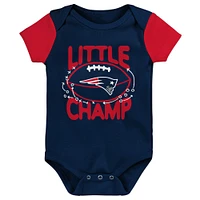 Newborn & Infant Navy/Red New England Patriots Little Champ Three-Piece Bodysuit Bib Booties Set