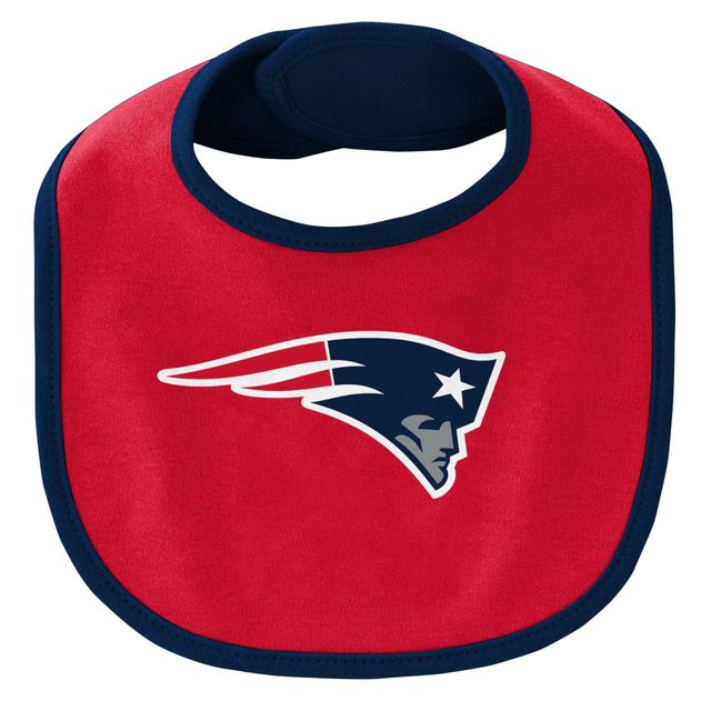 Ensemble body trois pièces bavoir et chaussons New England Patriots Little Champ pour nouveau-né nourrisson, bleu marine/rouge