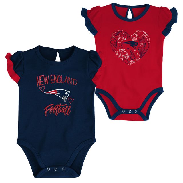 Ensemble de body deux pièces pour nouveau-nés et nourrissons, bleu marine/rouge, New England Patriots Too Much Love