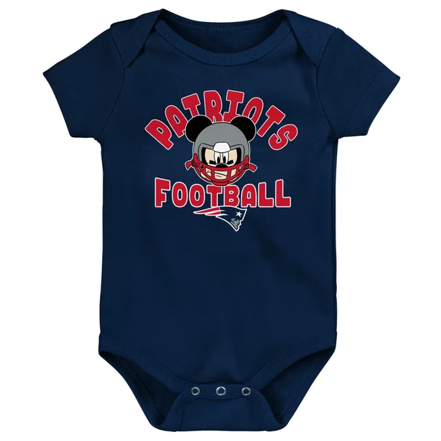 Newborn & Infant Navy/Red New England Patriots Little Champ Three-Piece  Bodysuit Bib & Booties Set