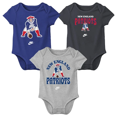 Newborn & Infant Nike  New England Patriots Rewind Bodysuit Three-Pack