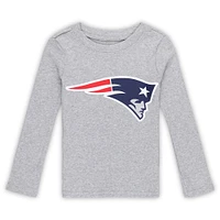 Ensemble de nuit avec t-shirt et pantalon à manches longues gris chiné pour enfants d'âge préscolaire New England Patriots