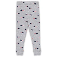 Ensemble de nuit avec t-shirt et pantalon à manches longues gris chiné pour enfants d'âge préscolaire New England Patriots