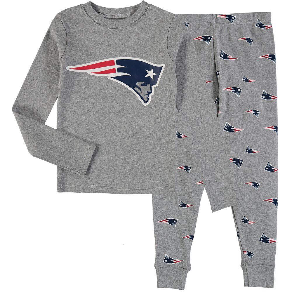 Preschool Heathered Gray New England Patriots Long Sleeve T-Shirt & Pants Sleep Set