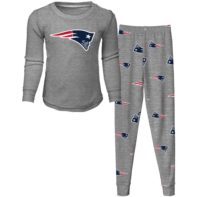 New England Patriots Youth Long Sleeve T-Shirt & Pants Sleep Set -  Heathered Gray