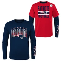 Preschool Red/Navy New England Patriots Fan Fave T-Shirt Combo Set