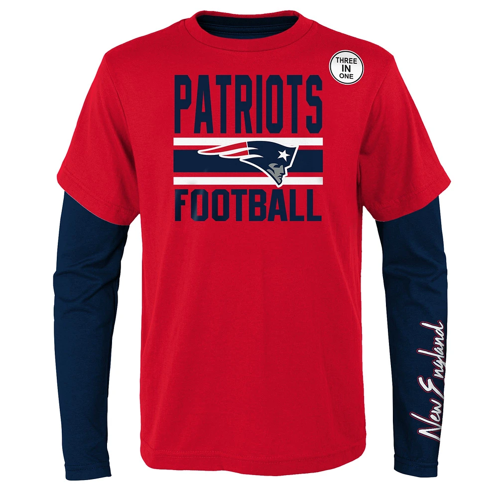 Preschool Red/Navy New England Patriots Fan Fave T-Shirt Combo Set