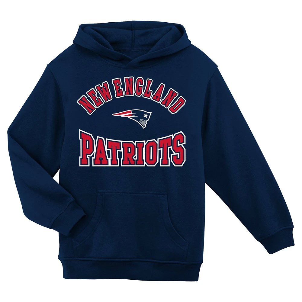 Sweat à capuche en polaire bleu marine pour enfant d'âge préscolaire avec logo de la ville natale des New England Patriots